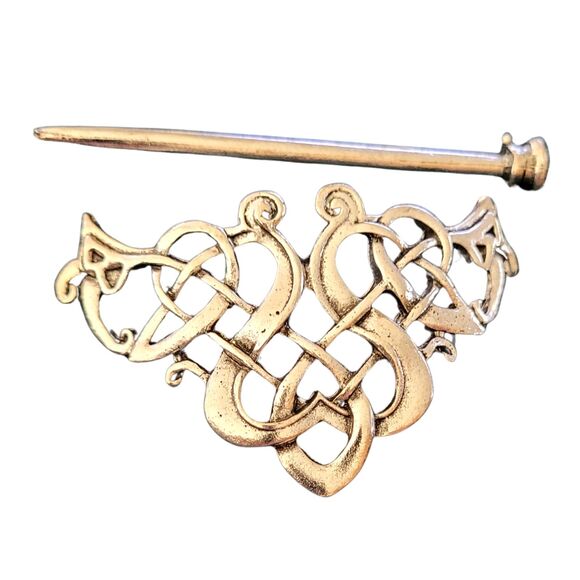 Celtic Knot Hair Slide or hairpin Silver Alloy Nordic Viking Barrette Hair Tie - Picture 5 of 6